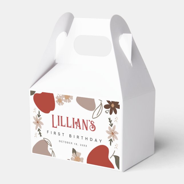 Apple Themed Birthday or Baby Shower Favor Box (Front Side)