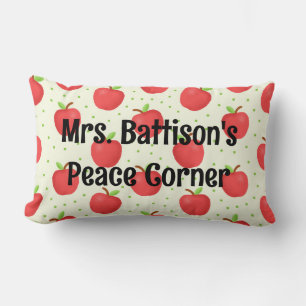 apple themed, custom, Teacher's Reading Corner Lumbar Pillow