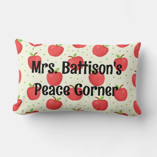apple themed, custom, Teacher's Reading Corner  Lumbar Pillow (Front)