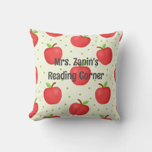 Apple-themed Teacher Appreciation Reading Corner Throw Pillow