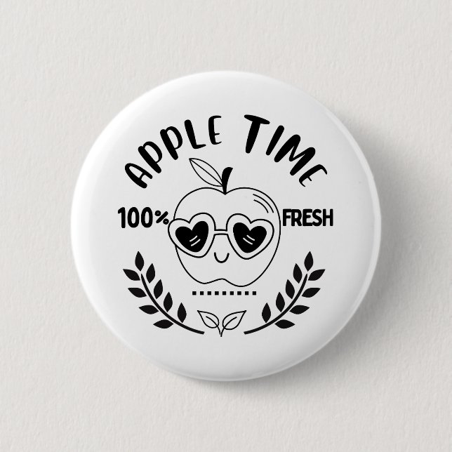 Apple Time 2 Inch Round Button (Front)