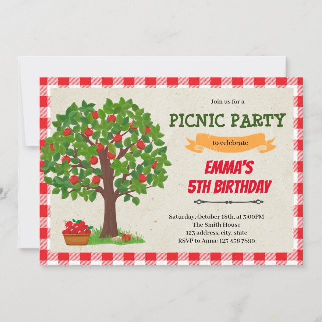 Apple tree birthday Invitation (Front)