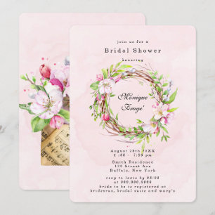 Apple Tree Blossoms Floral Bridal Shower Invitation