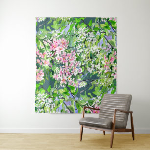 Apple Tree Blossoms Watercolor Tapestry – Botanica