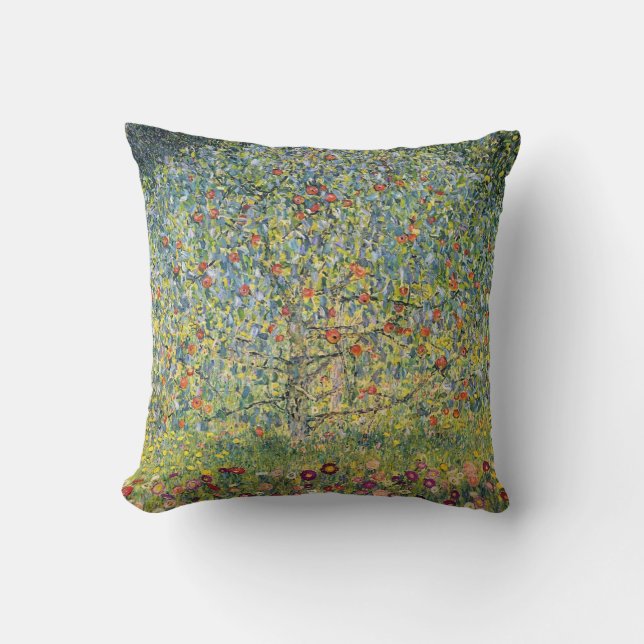 Apple Tree by Gustav Klimt Throw Pillow (Front)