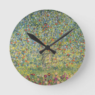 Apple Tree by Gustav Klimt, Vintage Art Nouveau Round Clock