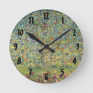 Apple Tree by Gustav Klimt, Vintage Art Nouveau Round Clock