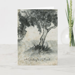 Apple Tree Charcoal Fall Fruit Tree Friendship Card