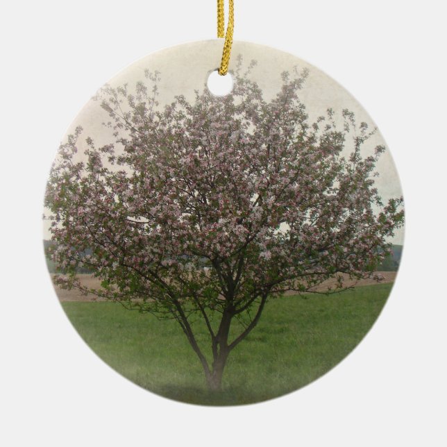 Apple Tree in Bloom Ceramic Ornament (Front)