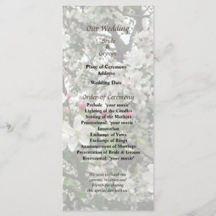 Apple Tree In Bloom Wedding Program