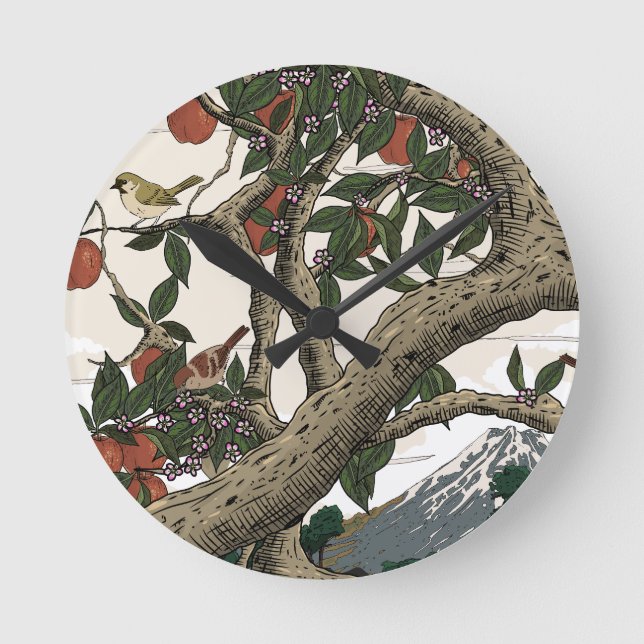Apple Tree Landscape Round Clock (Front)