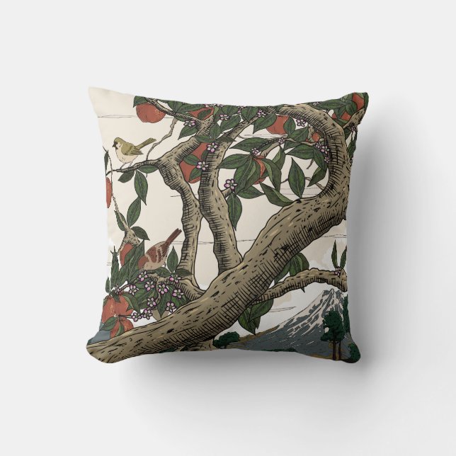 Apple Tree Landscape Throw Pillow (Front)