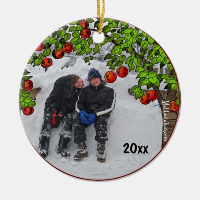 Apple Tree Photo Frame Keepsake Ornament (Front)