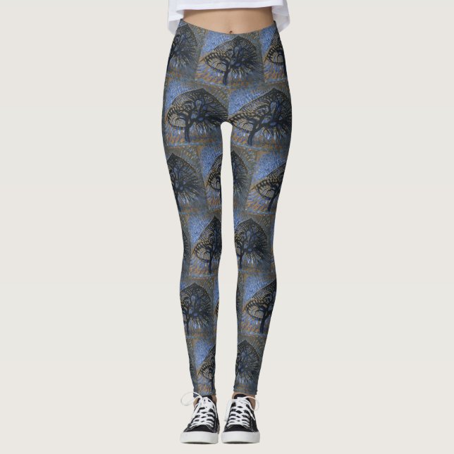 Apple Tree, Pointillist Version by Piet Mondrian Leggings (Front)