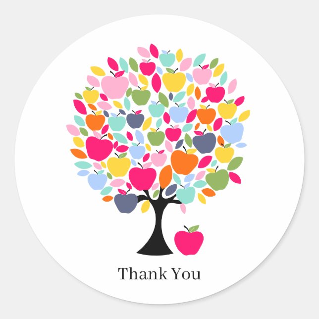 Apple Tree Thank You Sticker | Rustic Nature Inspi (Front)