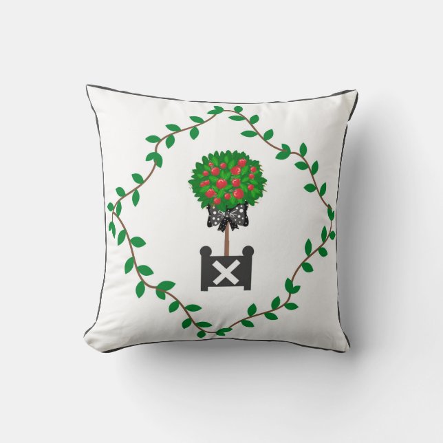Apple Tree Topiary Garden Planter Box Throw Pillow (Front)