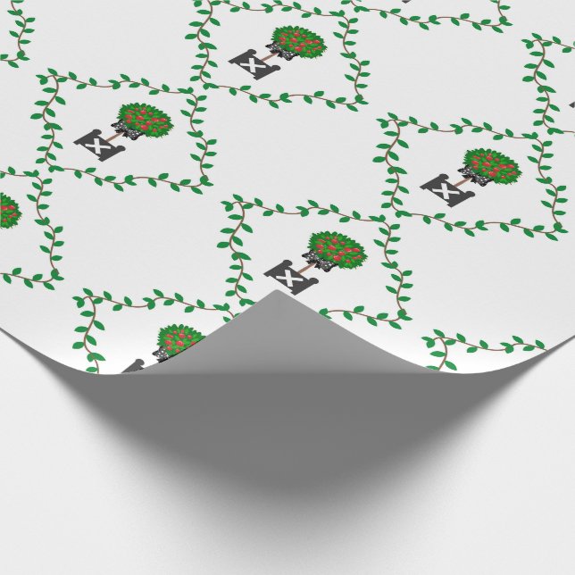 Apple Tree Topiary Ivy Vine Red Black  Wrapping Pa Wrapping Paper (Corner)