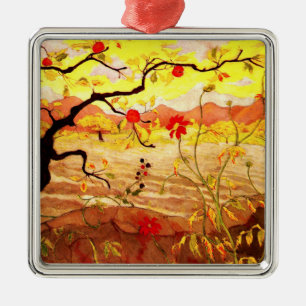 Apple Tree with Red Fruit by Paul Ranson, Metal Ornament