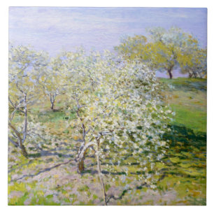 Apple Trees in Bloom (by Claude Monet) Tile