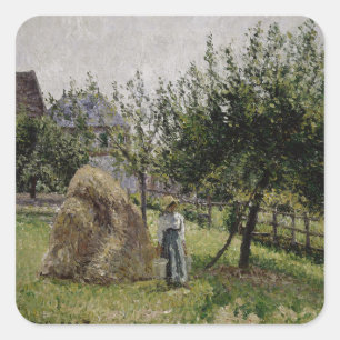 Apple Trees in Eragny Sunny Morning Square Sticker