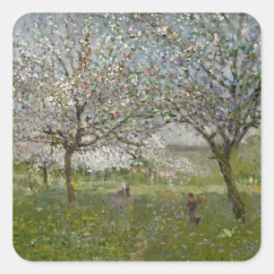 Apple Trees in Flower Square Sticker