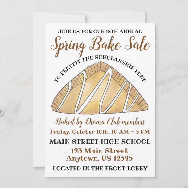 Apple Turnover Breakfast Pastry Bake Sale Brunch Invitation (Front)