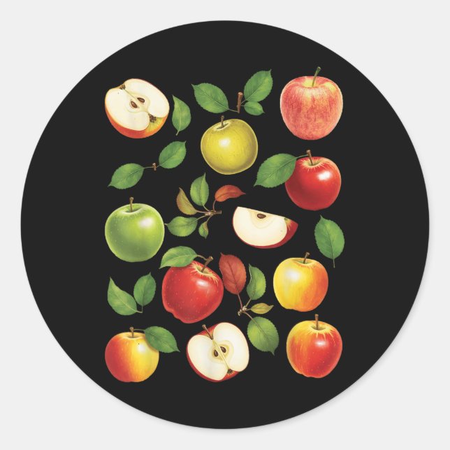 Apple Varieties Different Kinds Apple Picker Apple Classic Round Sticker (Front)