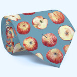 Apple Watercolor Tie<br><div class="desc">Fresh fruity apple watercolor pattern on a teal green background. Change the background colour in the design tool to customize. Original art by Nic Squirrell.</div>