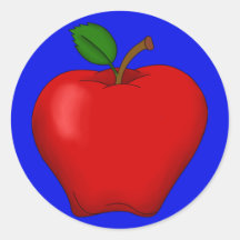 Apple with Blue Background Round Sticker
