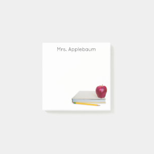 Apple with Book and Pencil Teacher Name 3 x 3 Post-it Notes