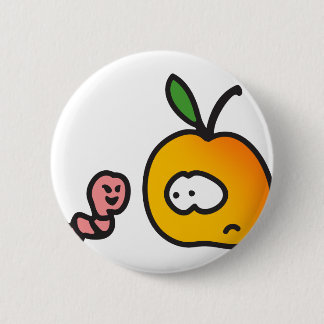 apple with worm 2 inch round button