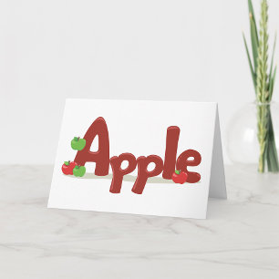 Apple Word Art with Red & Green Apples  Card
