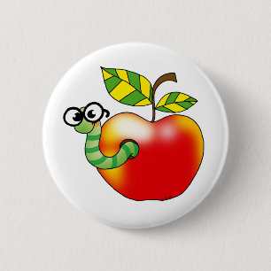 Apple & Worm, back to school 2 Inch Round Button