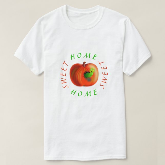 Apple Worm Funny T-Shirt (Design Front)