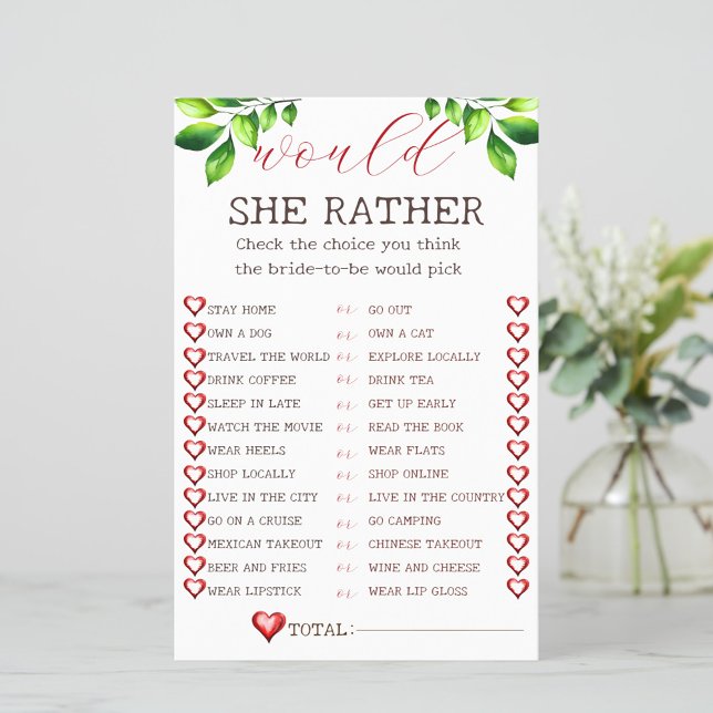 Apple Would she rather bridal shower game (Creator Uploaded)