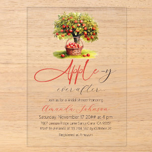 Apple-y Ever After Fall Autumn Bridal Shower Acrylic Invitations
