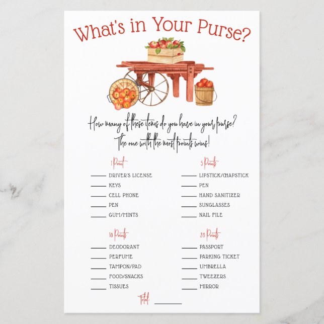 Apple-y Ever After! What's in Your Purse? Game (Front)