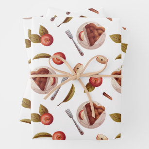 Apples and Apple Pie Slices  Wrapping Paper Sheet