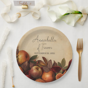 Apples and Figs Rustic Autumn Custom Name Paper Plate
