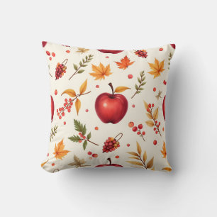 Apples and Leaves, Author Natasha Us   Throw Pillow