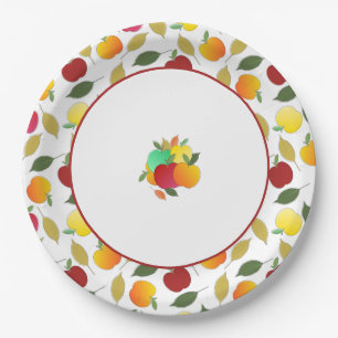 Apples and Leaves Paper Plate