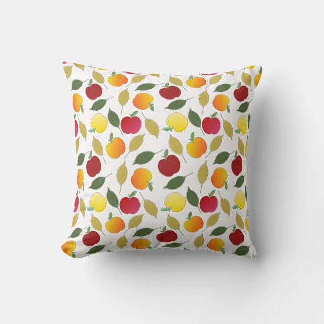 Apples and Leaves Throw Pillow (Front)