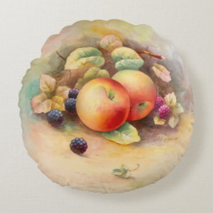 Apples and Raspberries Round Pillow