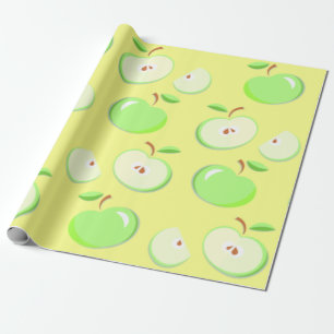 Apples apple pattern vector green wrapping paper
