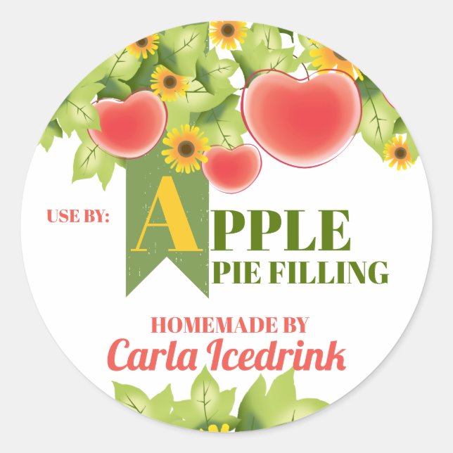 Apples applesauce pie filling fruit canning labels (Front)