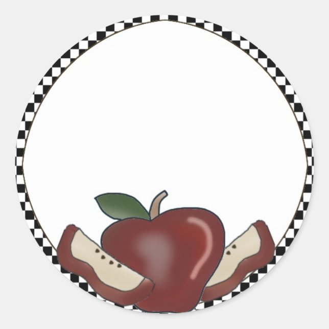Apples & Checked Border Blank Stickers (Front)