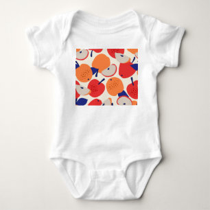 Apples Hand-Drawn: Trendy Vintage Seamless. Baby Bodysuit