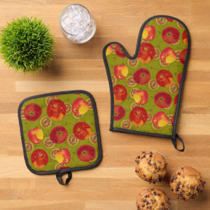 Apples Harvest Oven Mitt & Pot Holder Set