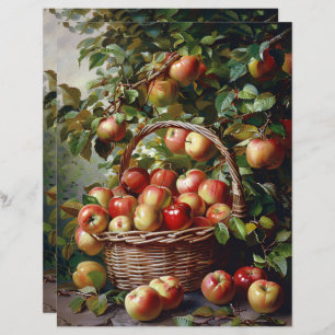 Apples in a Basket Still Life Scrapbook Paper