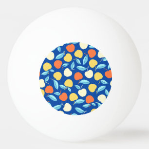 Apples leaves, blue background, seamless pattern. ping pong ball